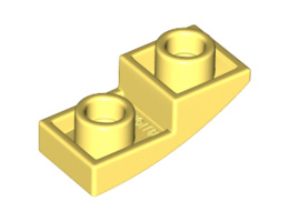Инверсна плочка 1X2X2/3 с полу дъга: {студено жълт}