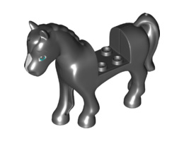 Horse with 2 x 2 Cutout, Dark Turquoise Eyes, Dark Bluish Gray Eyebrows and White Blaze Pattern: {черен}