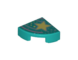 1/4 Кръгла плочка 1x1 No.: {ярко синьо-зелен}