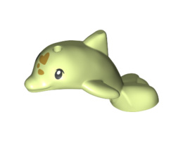 Dolphin Baby, Friends, Jumping with Black Eyes and Gold Spots Pattern: {пролетно жълто-зелен}