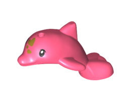 Dolphin Baby, Friends, Jumping with Black Eyes and Gold Spots Pattern: {пъстро коралов}