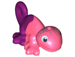 Chameleon, Friends / Elves with Black, Medium Azure and White Eyes, Metal Pink Head Markings and Marbled Magenta Pattern: {пъстро коралов}