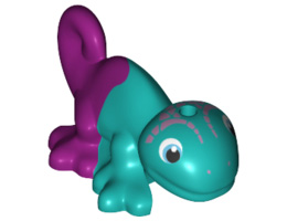 Chameleon, Friends / Elves with Black, Medium Azure and White Eyes, Metal Pink Head Markings and Marbled Magenta Pattern: {ярко синьо-зелен}