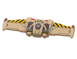 Minifigure Jet Pack with Wings, Black and Yellow Danger Stripes, Dark Red and Dark Bluish Gray Details Pattern: {пясъчно жълт}