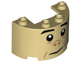 Стенен елемент 1/2 цилиндър 2X4X2 изрязан No. 11: {тухлено жълт}