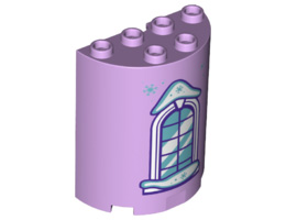 Cylinder Half 2 x 4 x 4 with Curved Lattice Window and Snowflakes Pattern: {лавандулов}