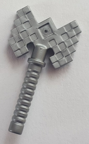Minifigure, Weapon Axe Double Pixelated (Minecraft): {сребърно метален}