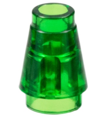 Cone 1 x 1 with Top Groove: {прозрачно зелен}