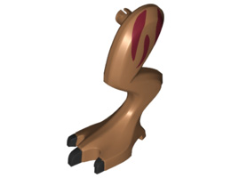 Dinosaur Leg Large (Rear) Gallimimus Left with Pin, Black Claws and Dark Brown Stripes Pattern: {умерен нуга}