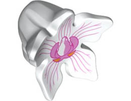Minifigure, Headgear Hood with 5 Large Petals and Bright Pink and Dark Pink Orchid Flower Pattern: {бял}