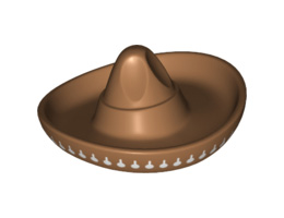 Minifigure, Headgear Hat, Mexican Sombrero with White Maracas Trim Pattern: {умерен нуга}