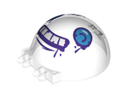 Windscreen 6 x 6 x 3 Canopy Half Sphere with Dual 2 Fingers and Dark Azure Eyes, White Teeth with Dark Purple Outline, 'WHAT SUB?' and 