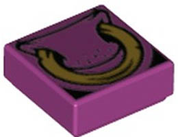 Tile 1 x 1 with Groove with Bull Nose and Gold Ring Pattern: {ярко червеникаво-виолетов}
