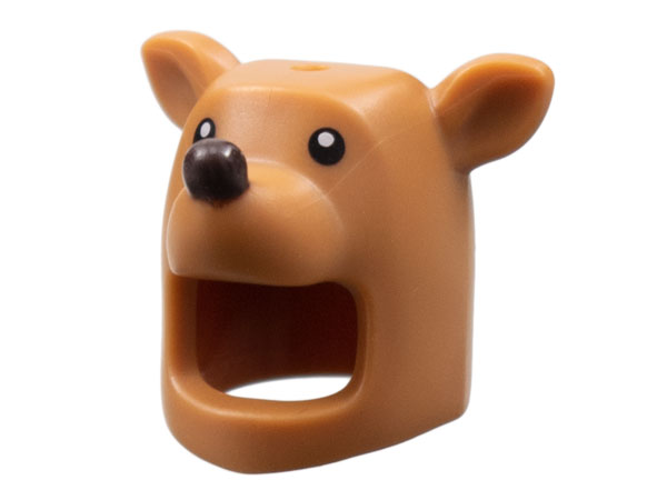 Minifigure, Headgear Head Cover, Costume Reindeer with Hole for Pin, Black Eyes, and Dark Brown Nose Pattern: {умерен нуга}
