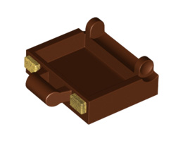 Minifigure, Utensil Suitcase Base with Gold Clasps Pattern: {червеникаво-кафяв}