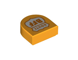 Плоска плочка 1X1 1/2 кръг No. 10: {огнено жълто-оранжев}