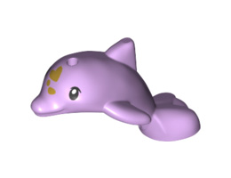 Dolphin Baby, Friends, Jumping with Black Eyes and Gold Spots Pattern: {лавандулов}