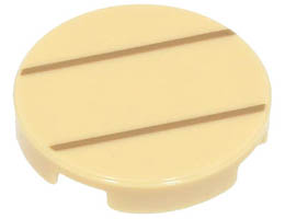 Tile, Round 2 x 2 with Bottom Stud Holder with 2 Dark Tan Lines Pattern (Lemmy Shell): {тухлено жълт}