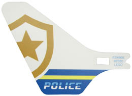 Plastic Tail for Flying Helicopter with 'POLICE' and Partial Police Gold Star Badge Pattern on Both Sides: {бял}