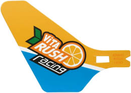 Plastic Tail for Flying Helicopter with 'ViTA RUSH racing' Logo on Bright Light Orange and Dark Azure Background Pattern on Both Sides : {неопределен}