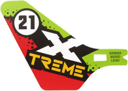 Plastic Tail for Flying Helicopter with 'X TREME' and '21' in Circle on Lime and Red Background Pattern on Both Sides: {неопределен}