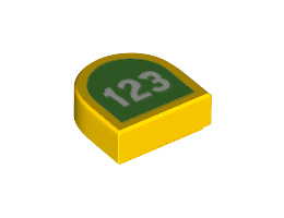 Плоска плочка 1X1 1/2 кръг No. 14: {ярко жълт}
