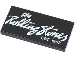 Tile 2 x 4 with the Rolling Stones EST. 1962 Pattern: {черен}