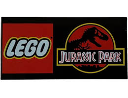 Tile 2 x 4 with LEGO Jurassic Park Logo Pattern: {черен}