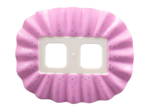 Minifigure Skirt Plastic, Ruffled (Ballerina Tutu) with Bright Pink Top, Silver Dots Pattern: {бял}