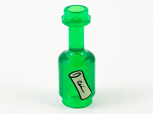 Minifigure, Utensil Bottle with Tan Paper Roll Pattern: {прозрачно зелен}