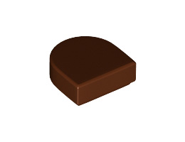 Плоска плочка 1X1, 1/2 кръг: {червеникаво-кафяв}