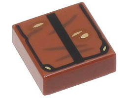 Tile 1 x 1 with Groove with Book with Black Strap and Dark Brown and Dark Tan Scratches and Marks Pattern (Indiana Jones Grail Diary) : {червеникаво-кафяв}