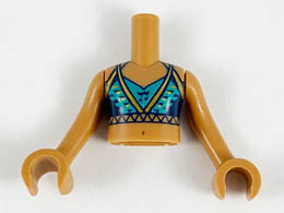 Torso Mini Doll Friends Dark Blue Halter Top with Gold Trim Pattern, Medium Nougat Arms with Hands : {умерен нуга}