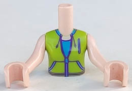 Torso Mini Doll Friends Lime Jacket with Pockets over Dark Azure Shirt Pattern, Light Nougat Arms with Hands : {светло нуга}