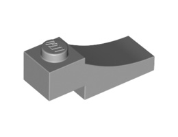 Тухличка 1X3, с външна полуарка, със срез: {умерено каменно сив}