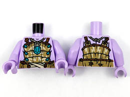 Torso Dark Tan Armor, Dark Turquoise Jewel and Spikes, Dark Orange Ropes Pattern / Lavender Arms / Lavender Hands: {лавандулов}