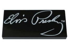 Tile 2 x 4 with Elvis Presley Signature and TM Pattern: {черен}