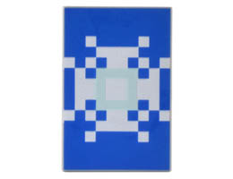 Tile 2 x 3 with Minecraft Pixelated White and Light Aqua Snowflake on Blue Background Shield Banner Pattern: {умерено каменно сив}