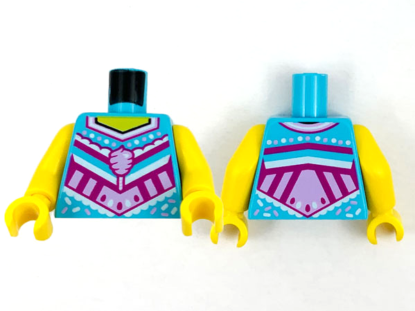 Torso Female Yellow Neck, Bright Pink Cotton Candy, White and Magenta Decoration Pattern / Yellow Arms / Yellow Hands: {умерено небесносин}