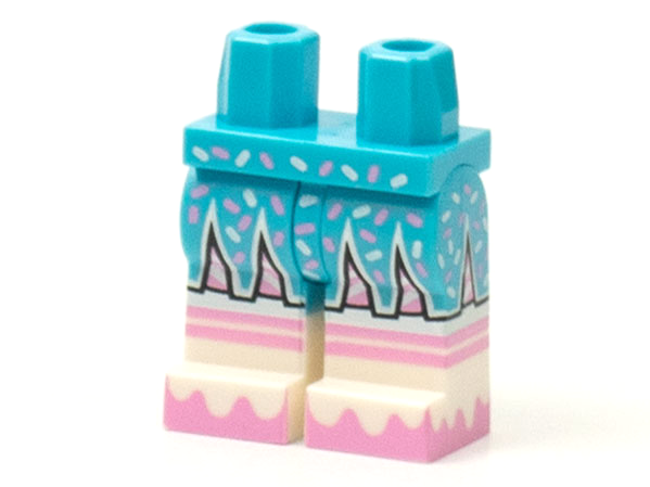 Hips and Legs with Molded White Lower Legs / Boots and Printed Bright Pink Stripes, Wavy Soles, and Sprinkles on Skirt Pattern: {умерено небесносин}