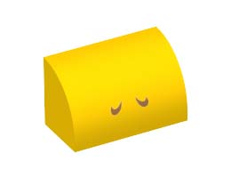 BRICK 1X2, OUTSIDE HALF BOW, NO. 10: {ярко жълт}