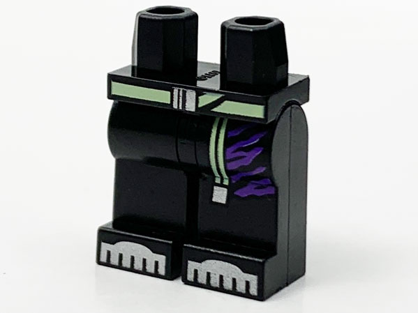 Hips and Legs with Lime Belt, Long End, Dark Purple Stripes and Silver Armor Toes Pattern: {черен}