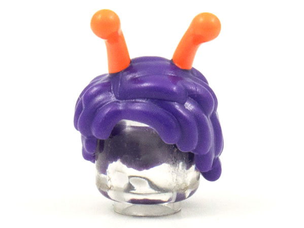Minifigure, Hair Short with Orange Antennae Pattern - Flexible Rubber: {светло виолетов}