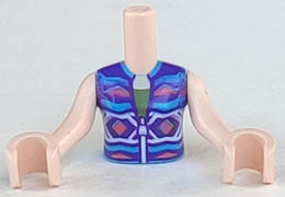 Torso Mini Doll Friends Dark Purple, Dark Pink and Dark Azure Sleeveless Jacket with Zipper Pattern, Light Nougat Arms with Hands : {светло нуга}