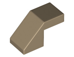 Покривна плочка 1X2/45° без пъпки: {пясъчно жълт}