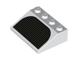 Slope 33 3 x 4 with Black and Dark Bluish Gray Grille Pattern: {бял}