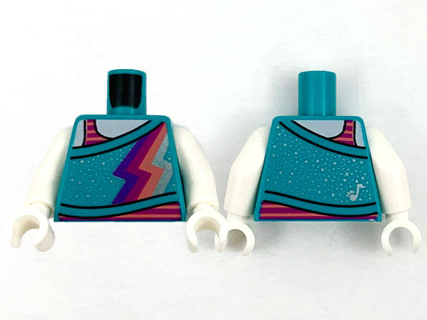 Torso Wrap with Dark Purple, Magenta, Coral, and Metallic Light Blue Lightning and Spots, White Neck and Magenta Tank Top Pattern / White Arms / White Hands: {ярко синьо-зелен}