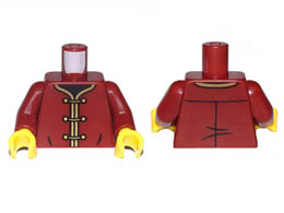 Torso Robe with Gold Trim and 3 Clasps Pattern / Dark Red Arms / Yellow Hands: {нов тъмно червен}