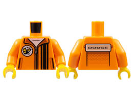 Torso Jacket over White Shirt, Super Bee Logo, Zipper, Black Stripes, DODGE on Back Pattern / Orange Arms / Yellow Hands: {ярко оранжев}