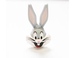 Minifigure, Head, Modified Looney Tunes Bugs Bunny with White Face and Black Whiskers Pattern: {умерено каменно сив}